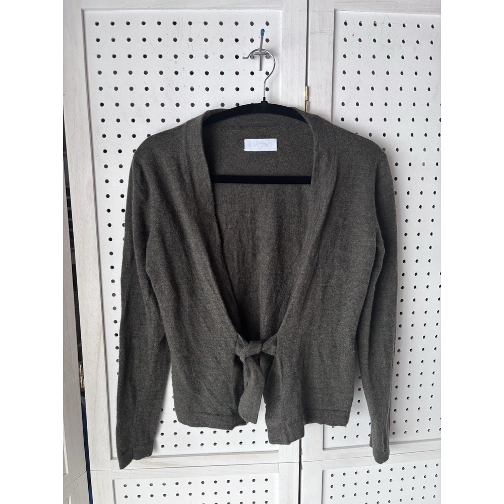 Callaway Women's Small Green Tie Front‎ 1 Button Merino Wool Sweater Cardigan